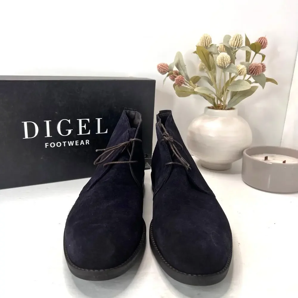 Digel Footwear Stanford Suede Chukka Boot Lace Up 1219792 Navy Blue Men 10/EU44